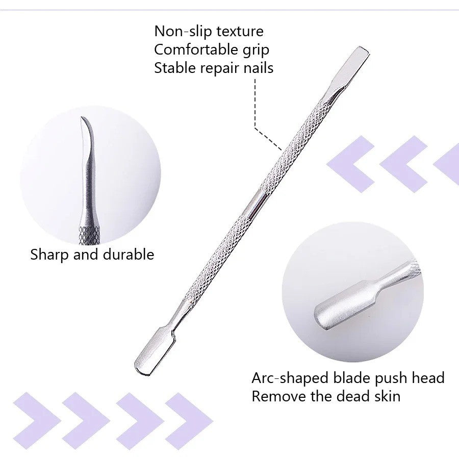 4-Piece Stainless Steel Cuticle Remover Nail Pusher Manicure Tool Set