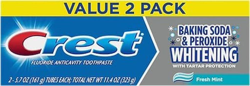 Crest Whitening Baking Soda & Peroxide Toothpaste 2-Pack, Fresh Mint, 5.7 oz