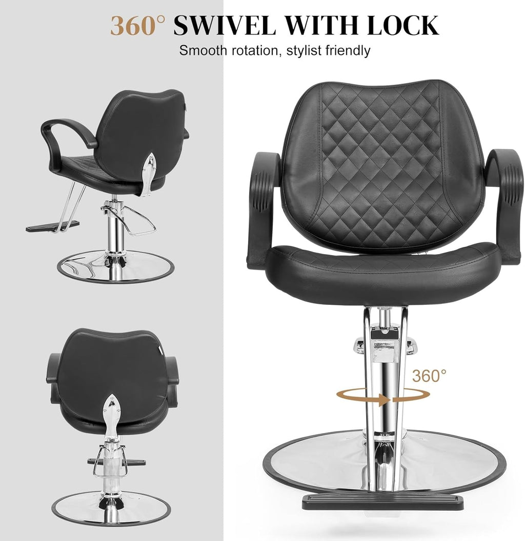 Heavy Duty Salon Styling Chair with Hydraulic Pump & Swivel Base