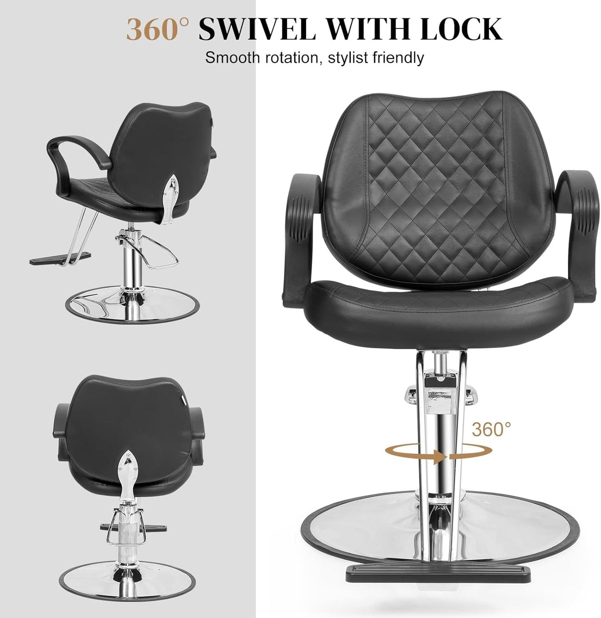 Heavy Duty Salon Styling Chair with Hydraulic Pump & Swivel Base