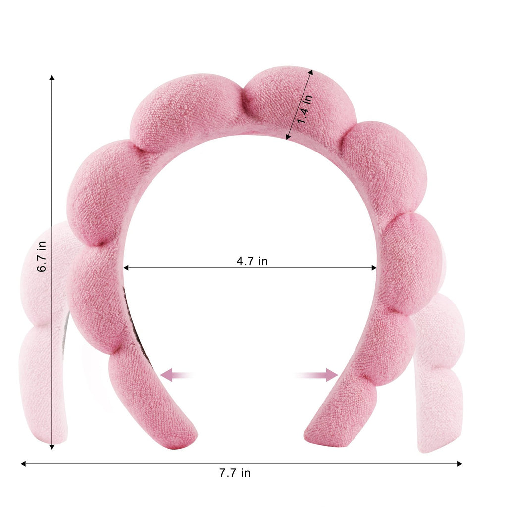 Spa Headband for Face Washing & Makeup Removal - Pink, Pack of 5