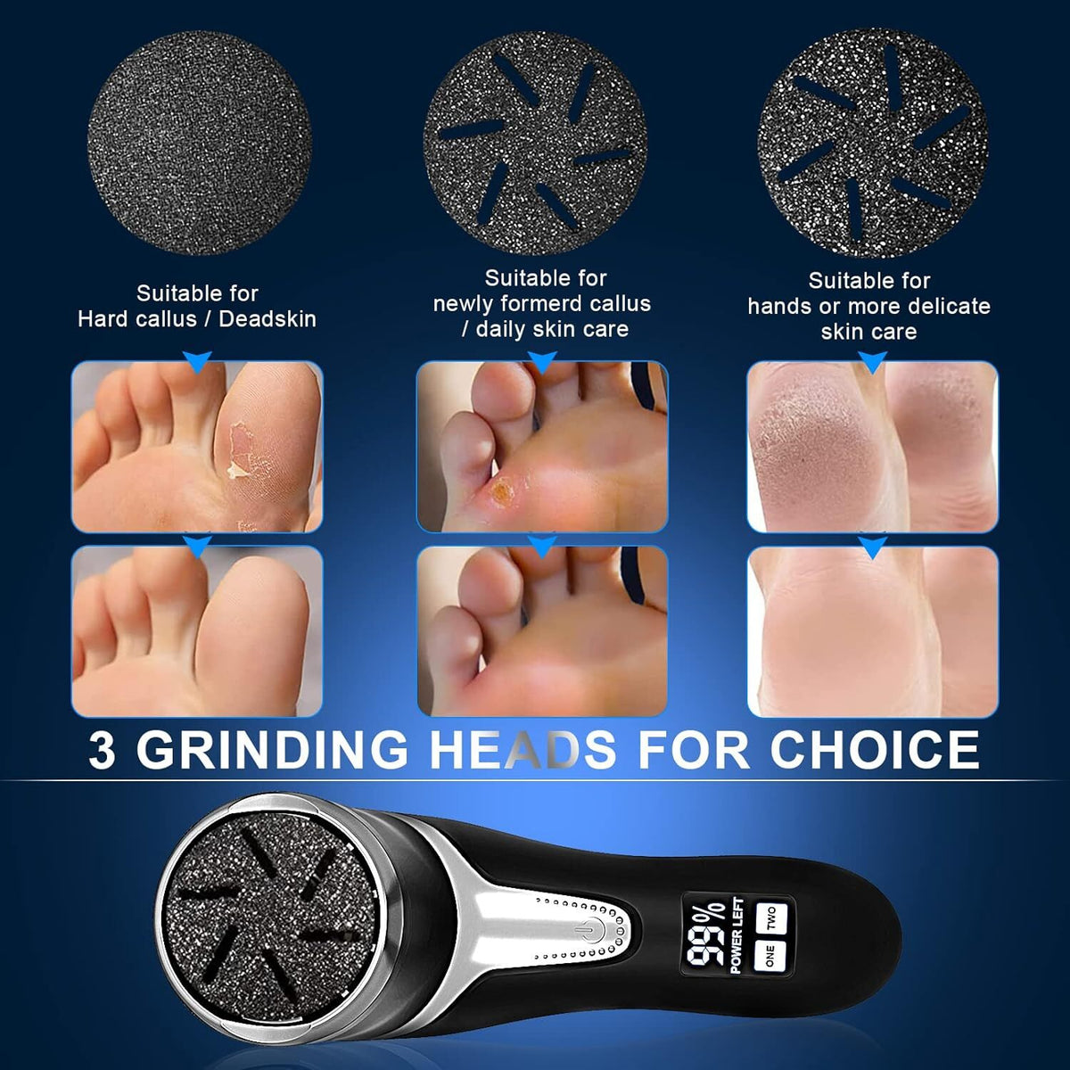 Electric Callus Remover for Feet Portable Pedicure Kit with Vacuum & LCD Display