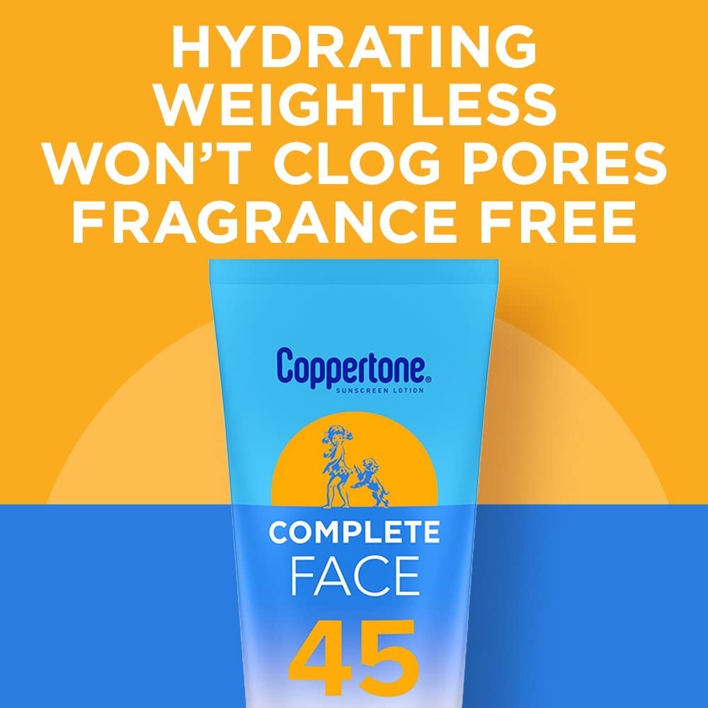 Sunscreen Lotion SPF 45 Face Sunscreen Water Resistant 2.5 oz Tube Pack of 2