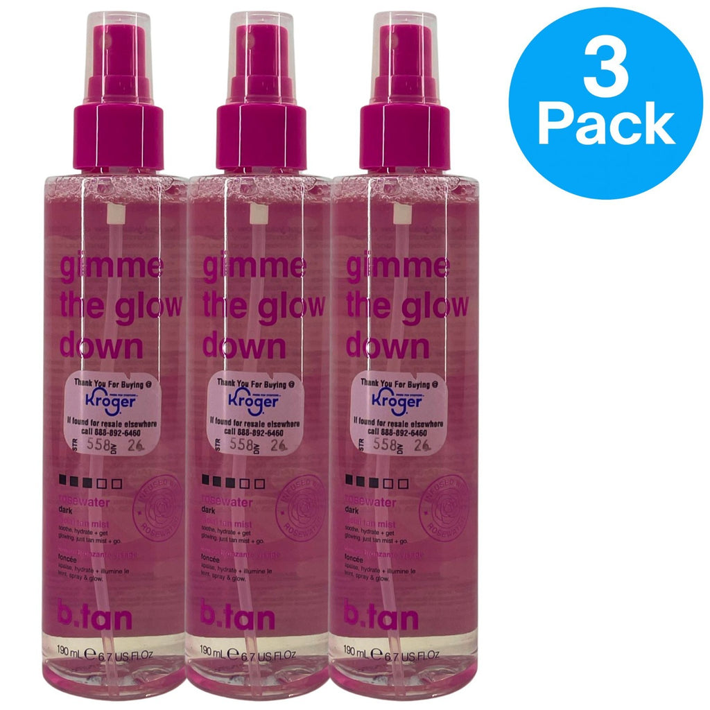 Dark Rosewater Facial Tan Mist - 3 Pack, Hydrating Self-Tanning Spray