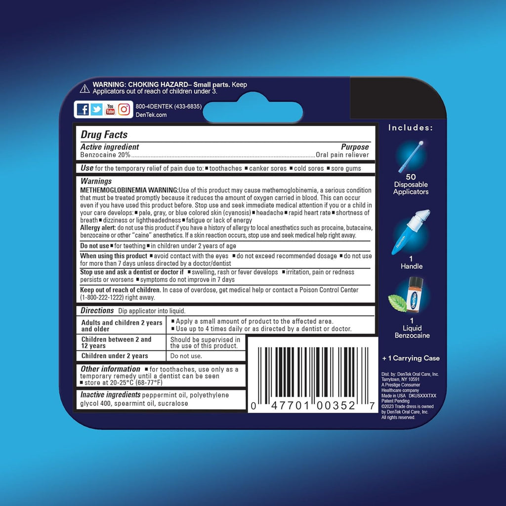Instant Oral Pain Relief Kit with Benzocaine – 50 Treatments, Maximum Strength