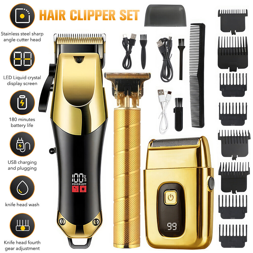 Cordless Professional Hair Clippers & Beard Trimmer Set for Men