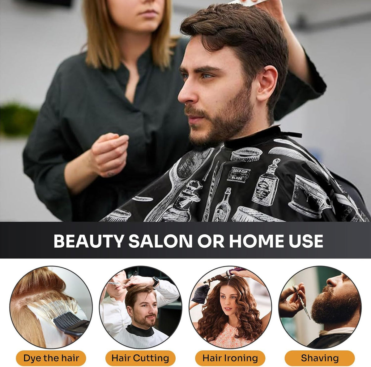 Professional Barber Cape 13Pcs with Neck Duster Brush & Adjustable Fit