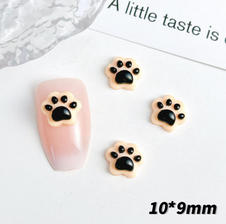 10pcs Glow in Dark Cat Dog Claw Print Nail Art Charms for Manicure & Decor