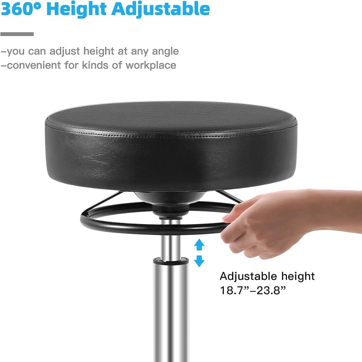 Heavy Duty Adjustable Rolling Stool 400Lb Capacity for Salon & Tattoo Work
