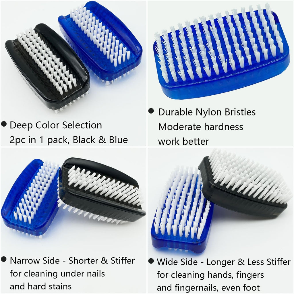Dual-Sided Nail Brush Set - Soft and Stiff Bristle Cleaning Tools for Hands and Nails