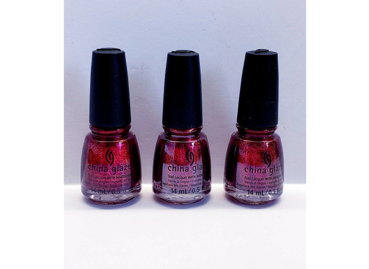 China Glaze Ruby Pumps Holiday Nail Polish Set - 3 x 0.5oz Glitter Lacquers
