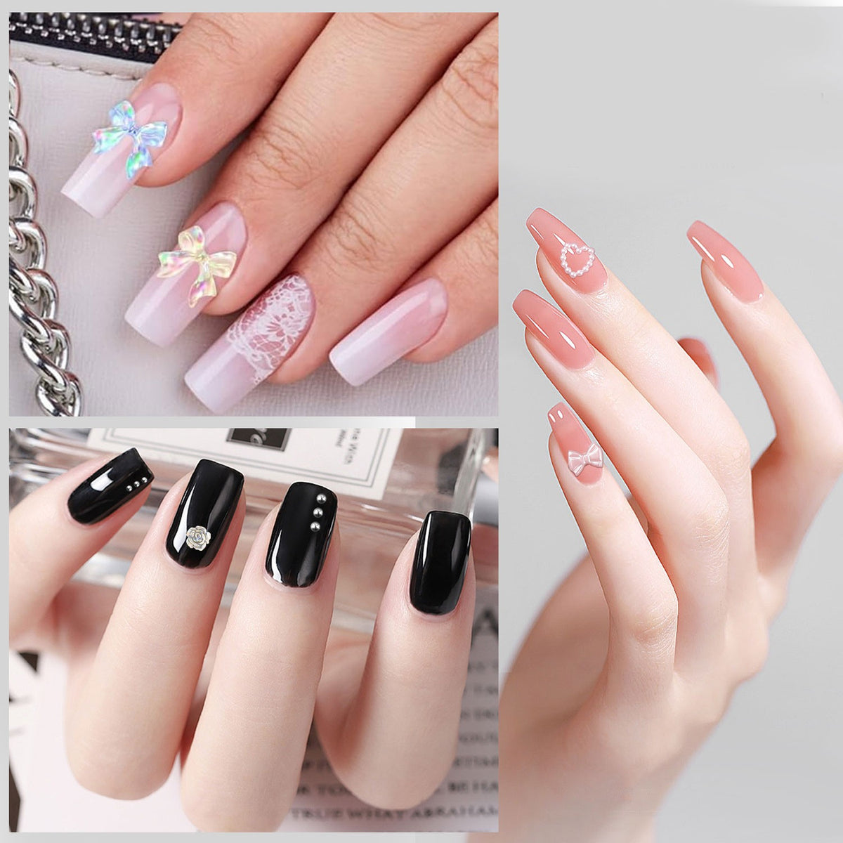 Nail Charms Set with 3D Flowers Gems Pearls Rhinestones DIY Kit