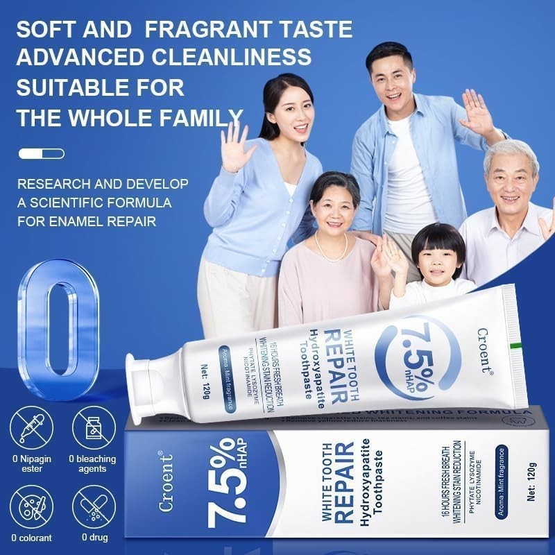 Hydroxyapatite Toothpaste Natural Whitening Enamel Repair Fluoride-Free 4oz