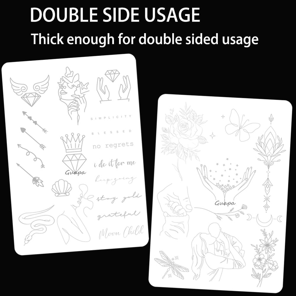 Tiny Tattoo Practice Skin – Double-Sided, Pre-Stenciled Fine Line, 1pc, Black