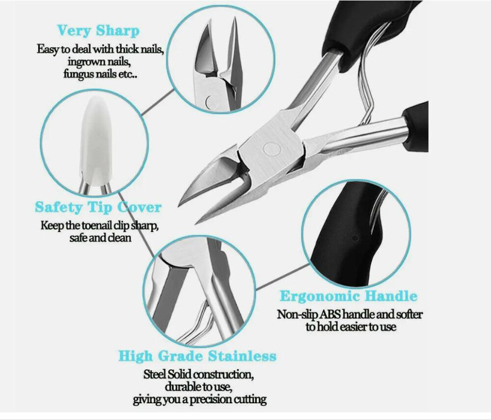 Toenail Clippers for Thick and Ingrown Nails - Precision Control, Stainless Steel