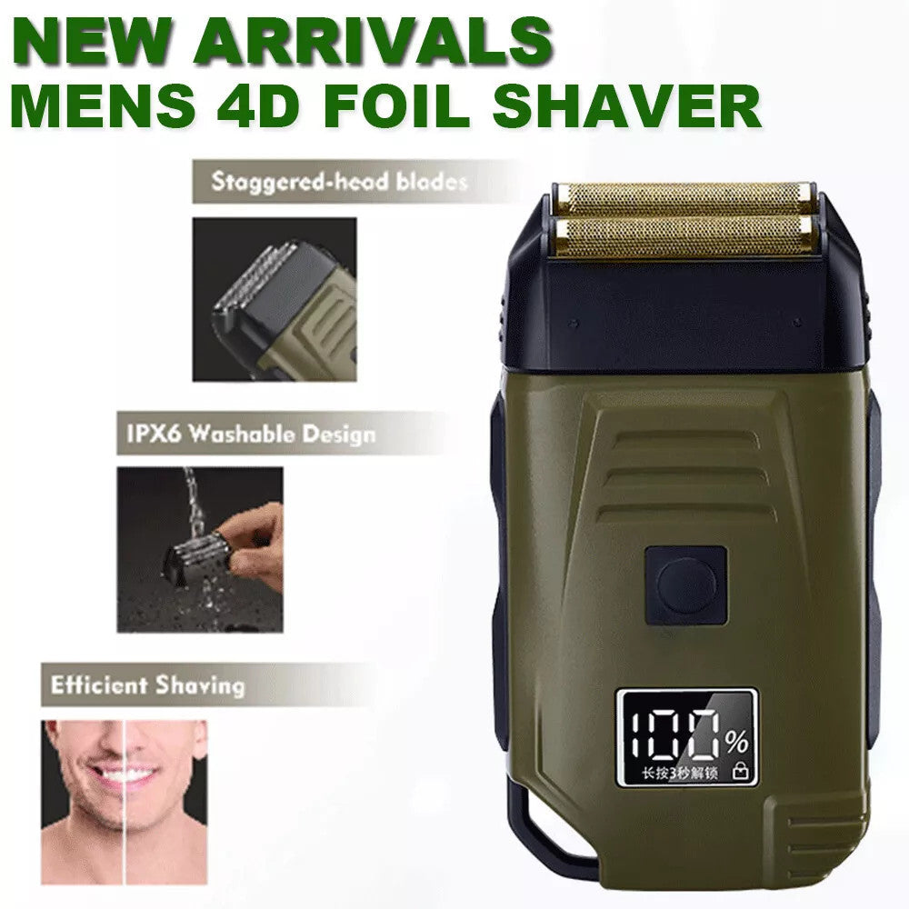 Men's Rechargeable Waterproof Electric Shaver Trimmer with LED Display