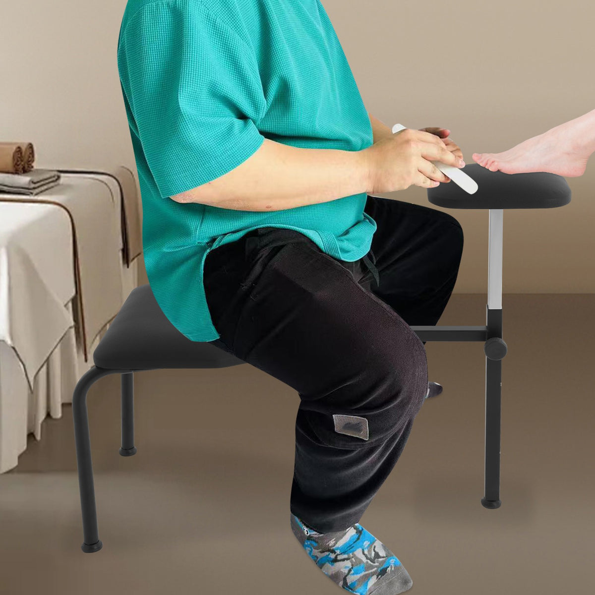 Adjustable Pedicure Manicure Chair with Footrest Salon Spa Stool