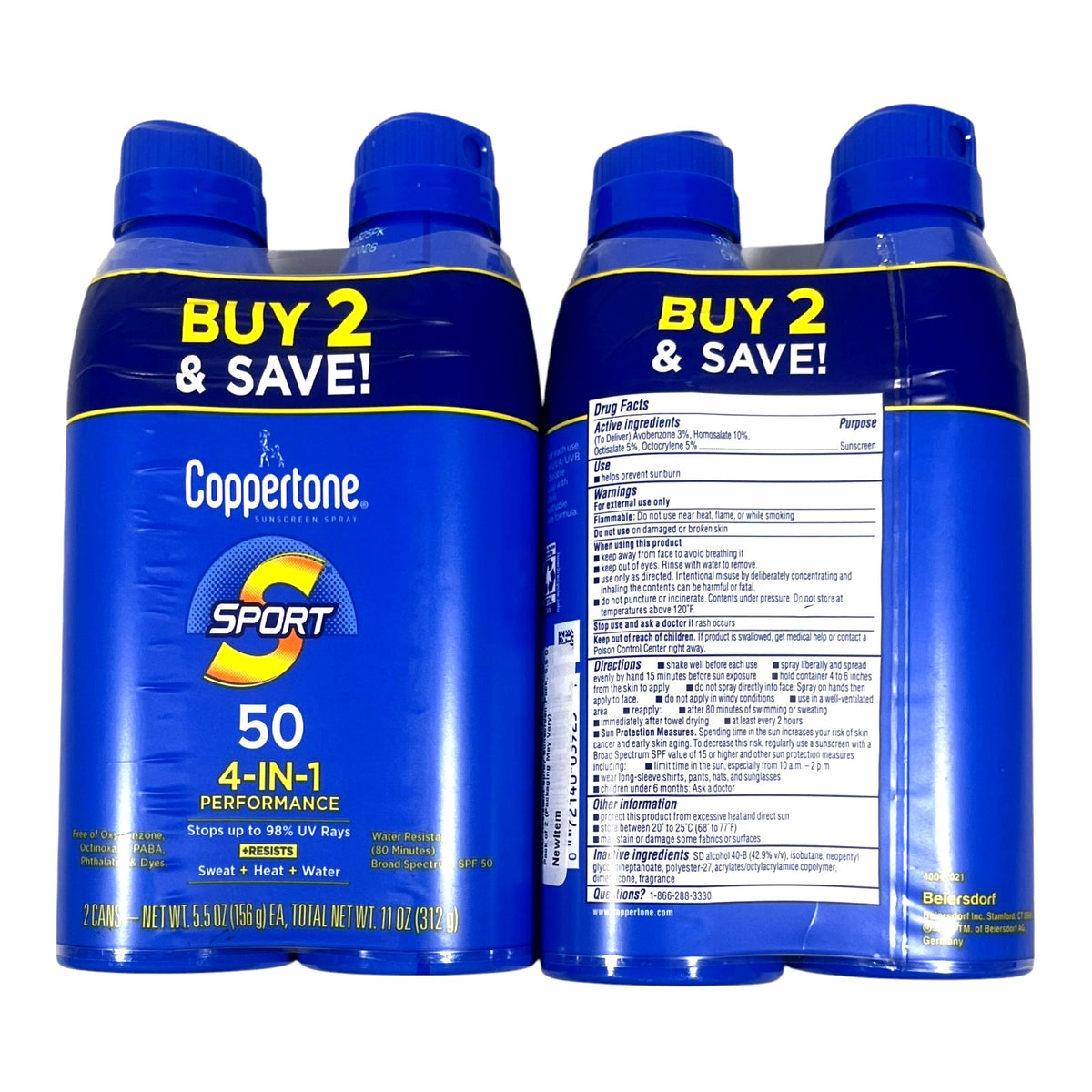 Sunscreen Spray SPF 50 5.5 oz - 2 Pack Hydrating UV Protection