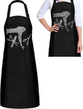 Hair Stylist Apron with Rhinestone Design, 3 Pockets & Adjustable Fit