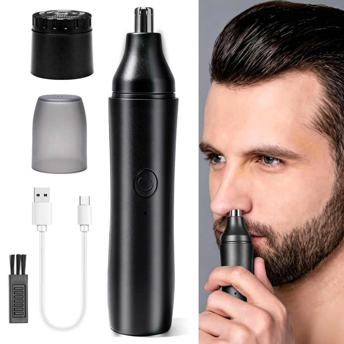 2-in-1 Electric Razor & Nose Hair Trimmer USB Rechargeable Men Women Grooming