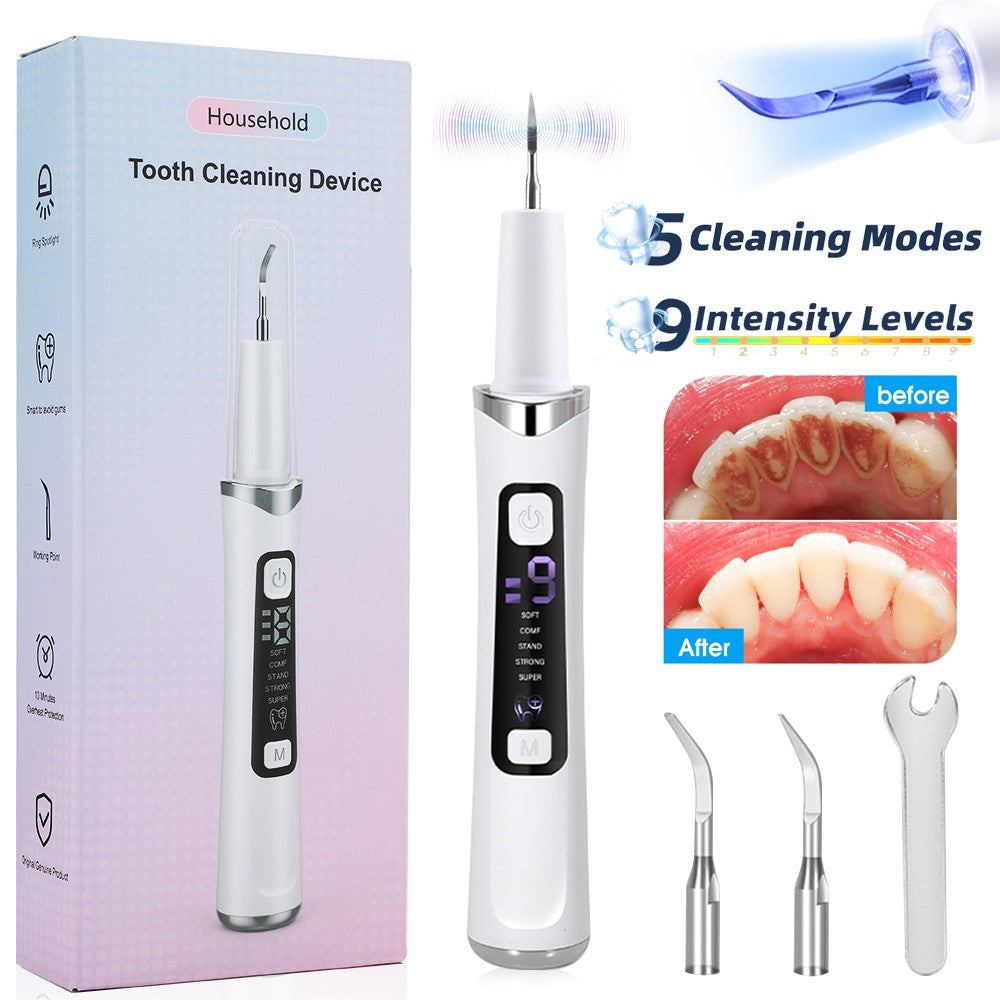 Electric Dental Scaler Tartar & Plaque Remover for Teeth Cleaning, Rechargeable with LED Light & 5 Modes