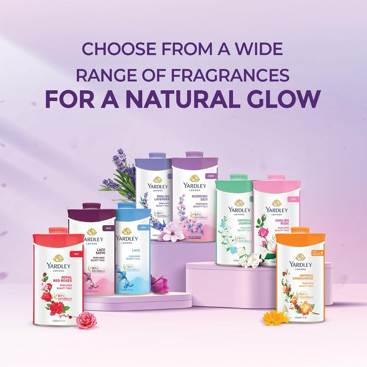 English Lavender Perfumed Talcum Powder - Deodorizing Body Powder 100g