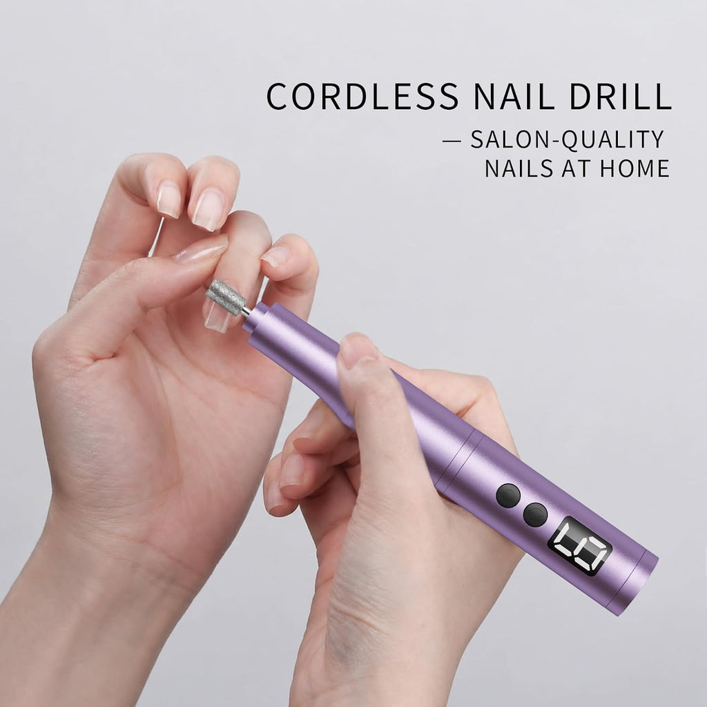 Cordless Nail Drill Kit for Gel & Acrylic Nails - Electric Nail File with 5 Bits & Dust Shield
