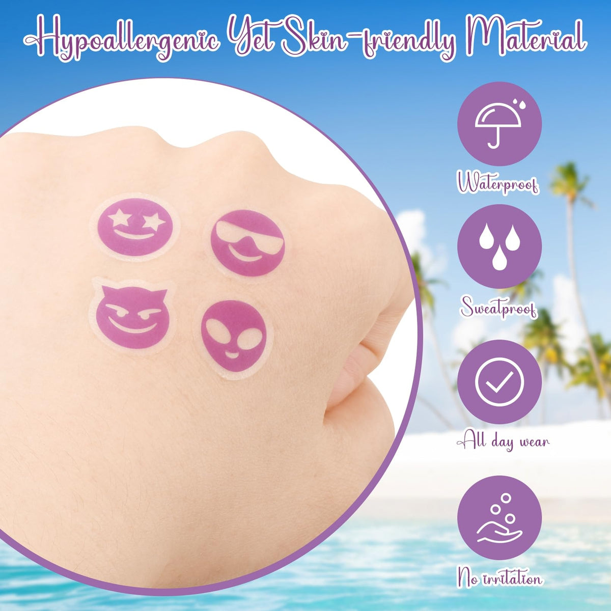 80 Pcs Waterproof UV Sunscreen Detection Stickers for Kids & Adults
