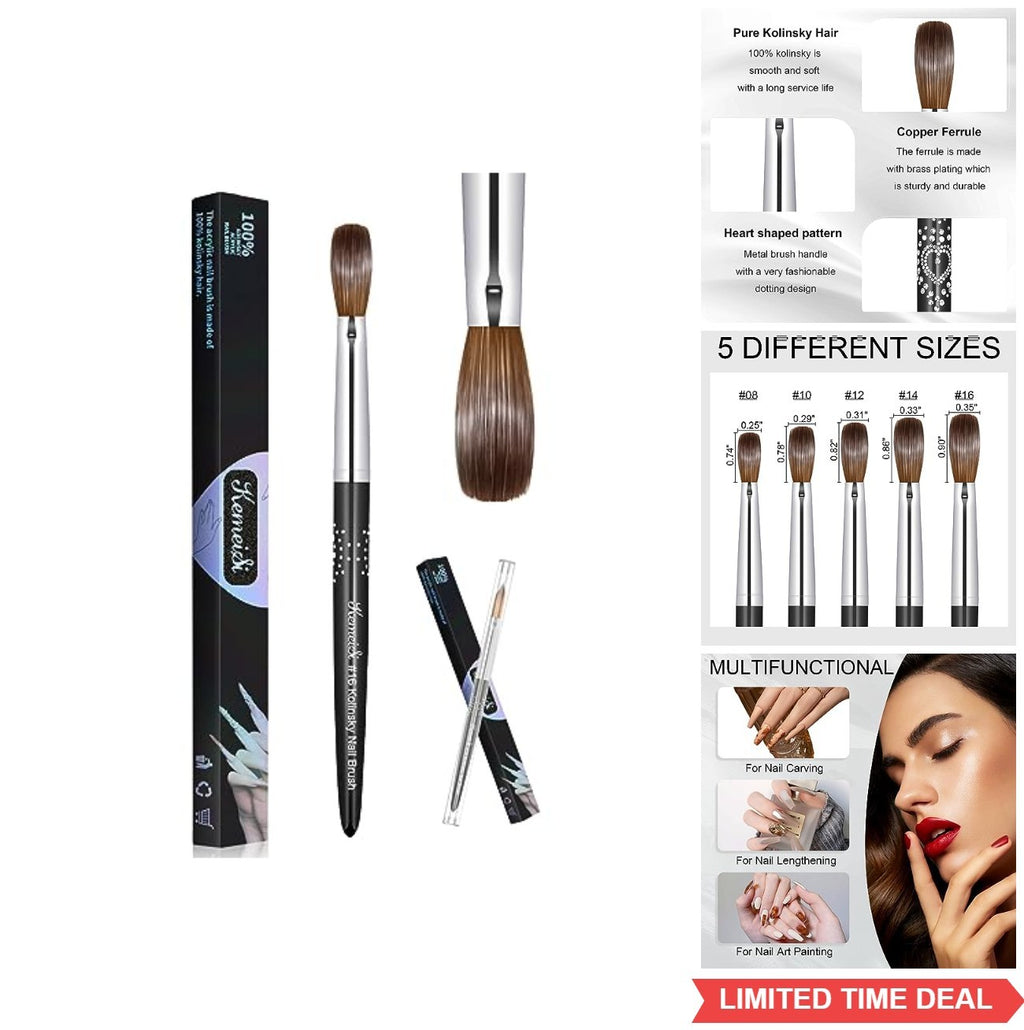Acrylic Nail Brush Oval Sculpting Brush Size 16 with Kolinsky Hair & Acrylic Handle