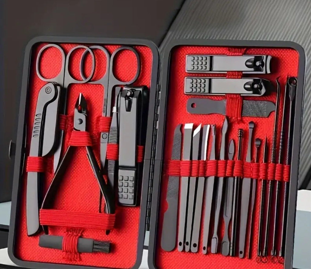 24-Piece Stainless Steel Nail Clipper & Manicure Pedicure Set with Portable Case