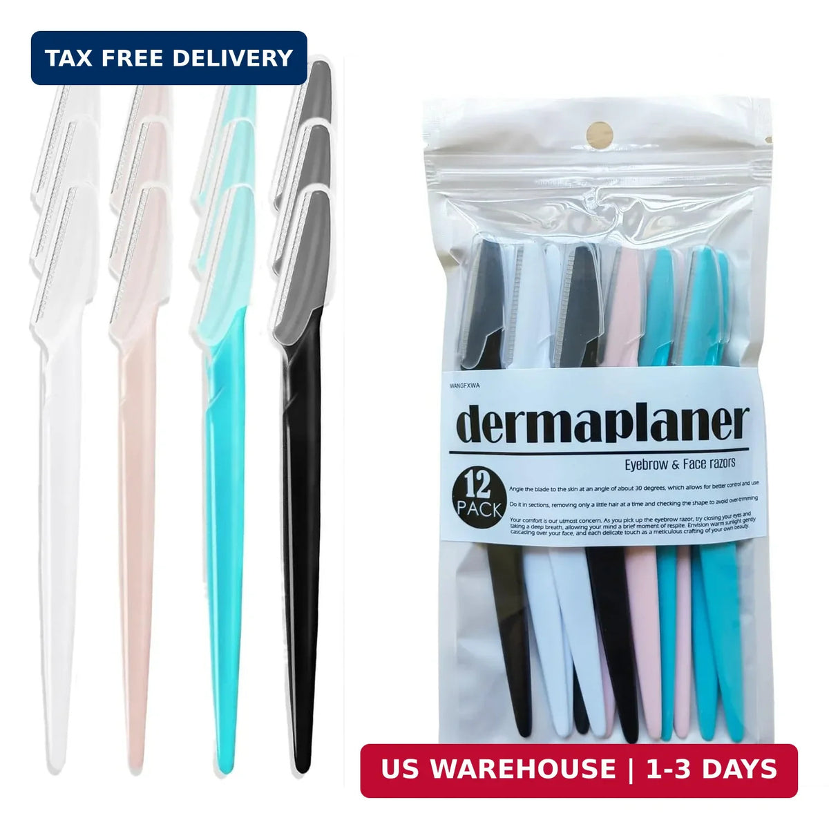 Dermaplane Razor for Face & Eyebrows - 12 Pack Microdermabrasion Tool for Women Men