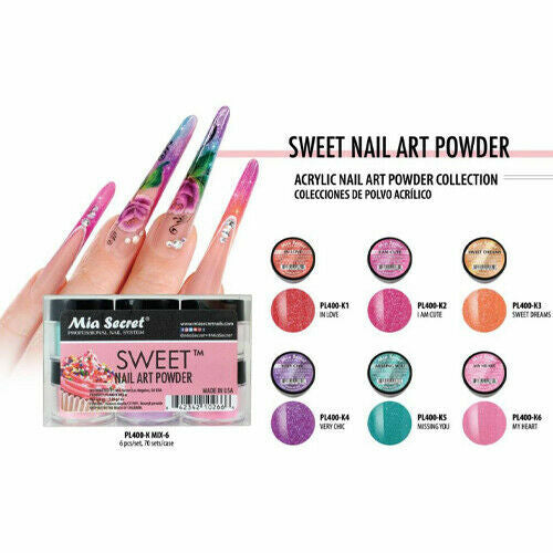 Nail Art Powder Set with Monomer 4oz for Acrylic Nails - 6 Color Collection
