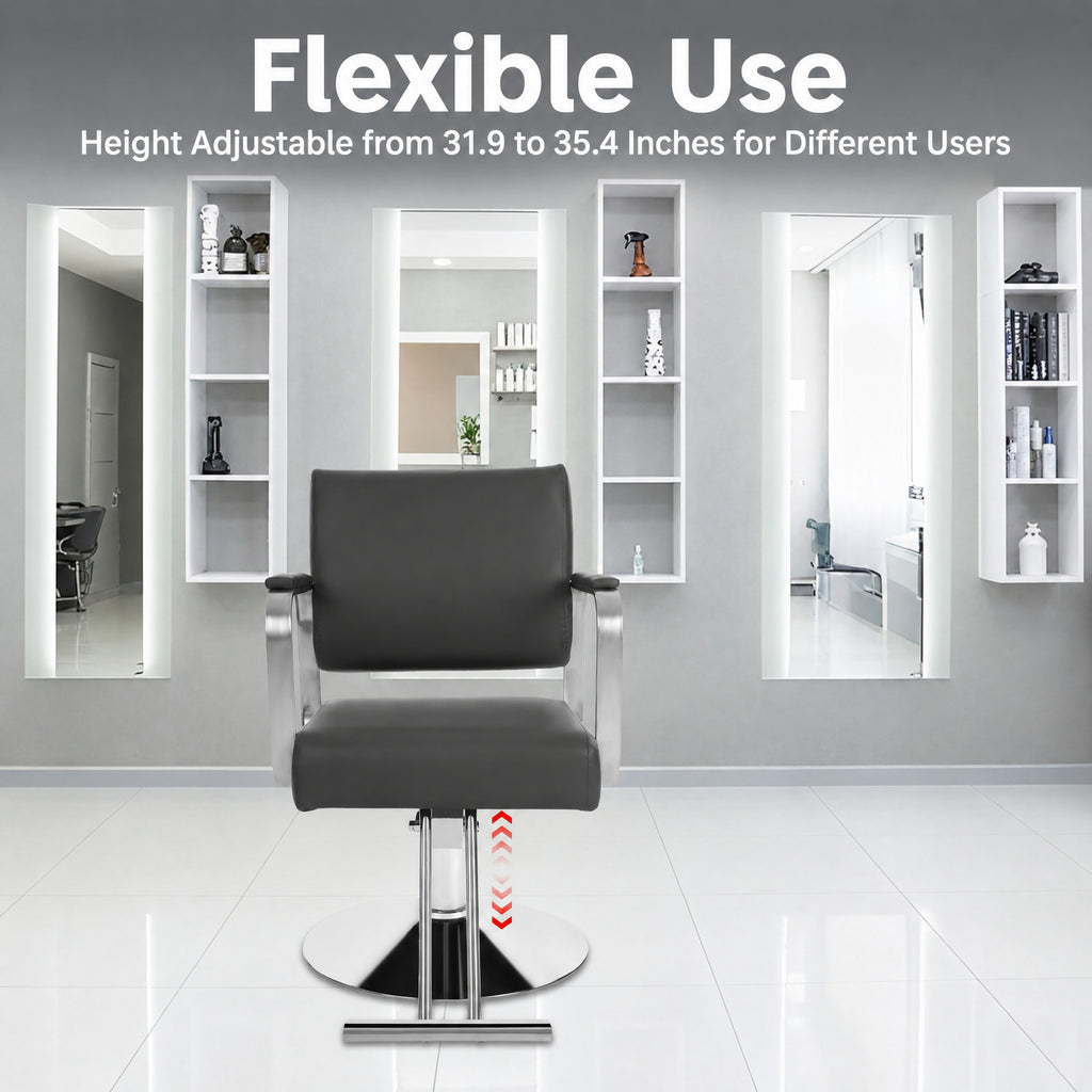 Adjustable 360° Rotatable Barber Chair Salon Chair Carbon Steel Frame