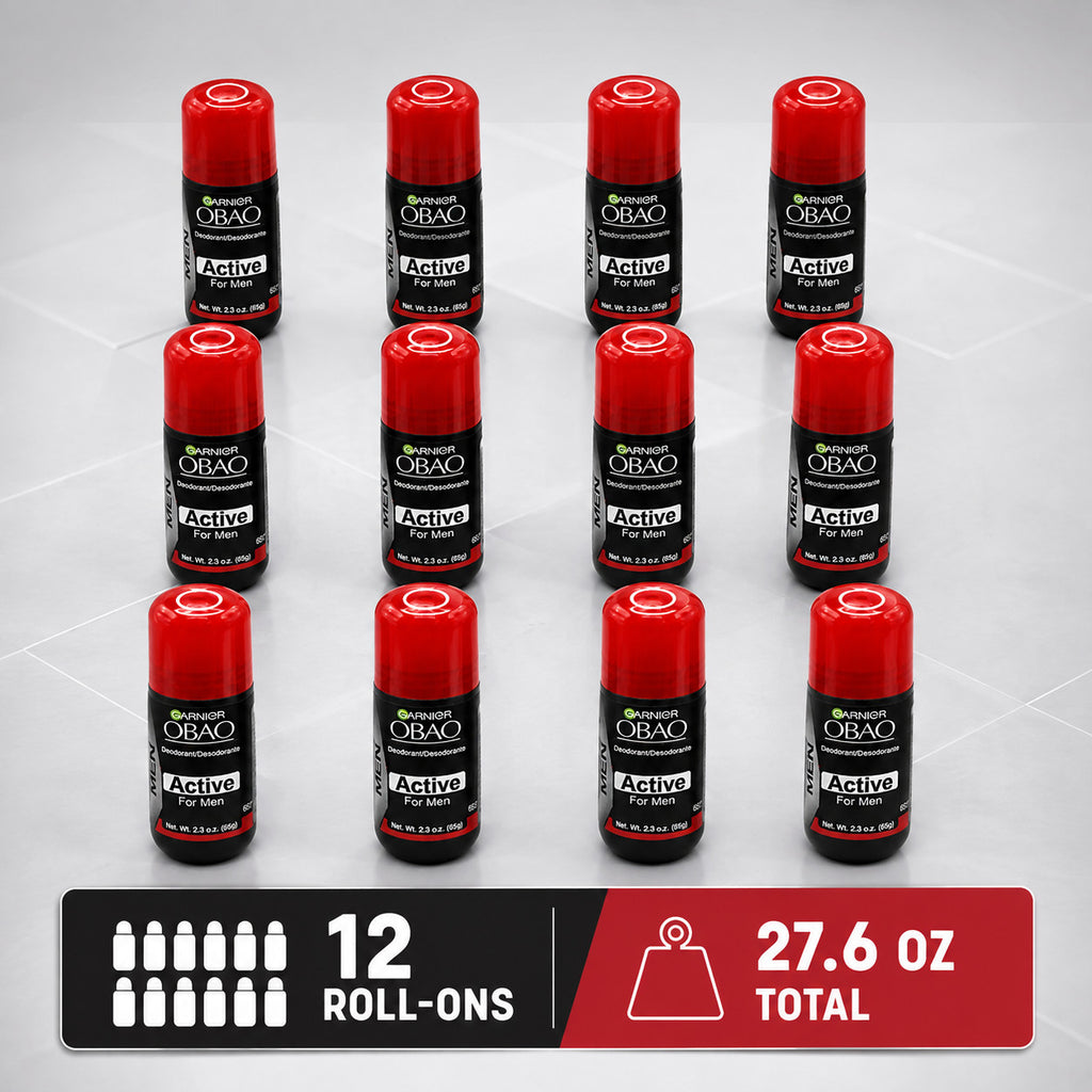 Men's Roll-On Deodorant Pack - 12 x 2.3 oz / 65 g for Underarm Freshness