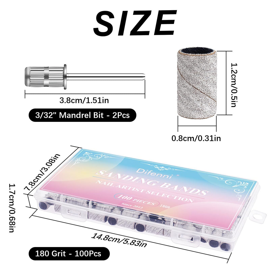 Nail Drill Sanding Bands Kit 100 Pcs for Manicure & Pedicure Professional