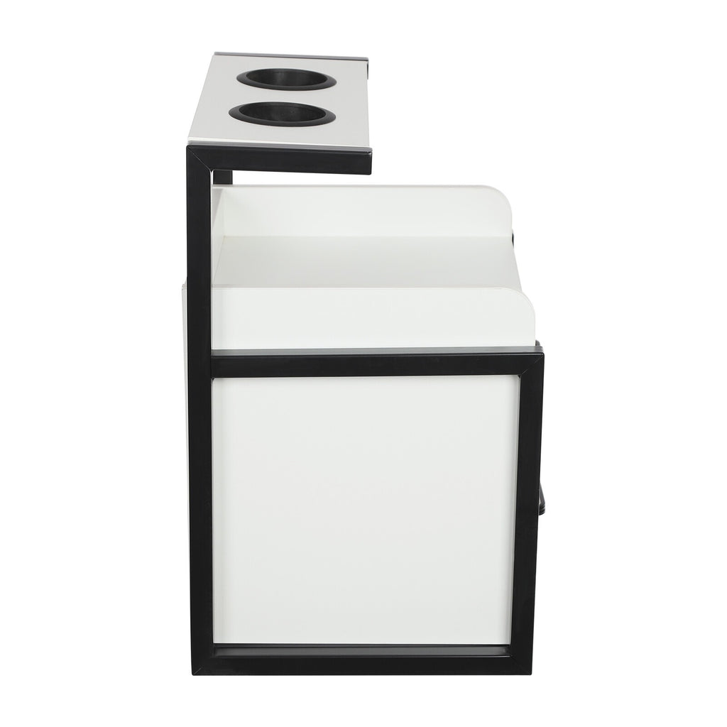 Wall-Mounted Salon Storage Cabinet with 2 Drawers - Black & White