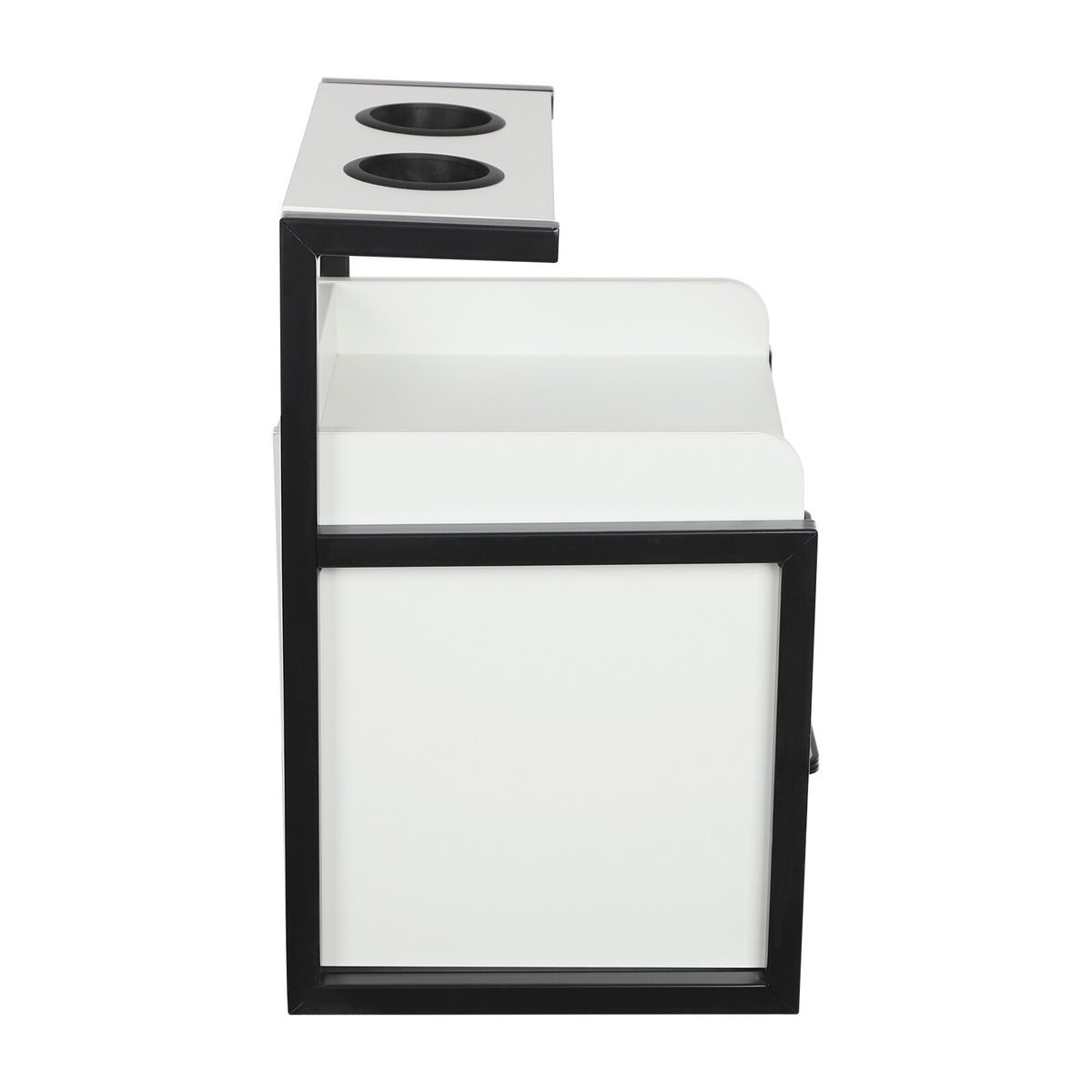 Wall-Mounted Salon Storage Cabinet with 2 Drawers - Black & White
