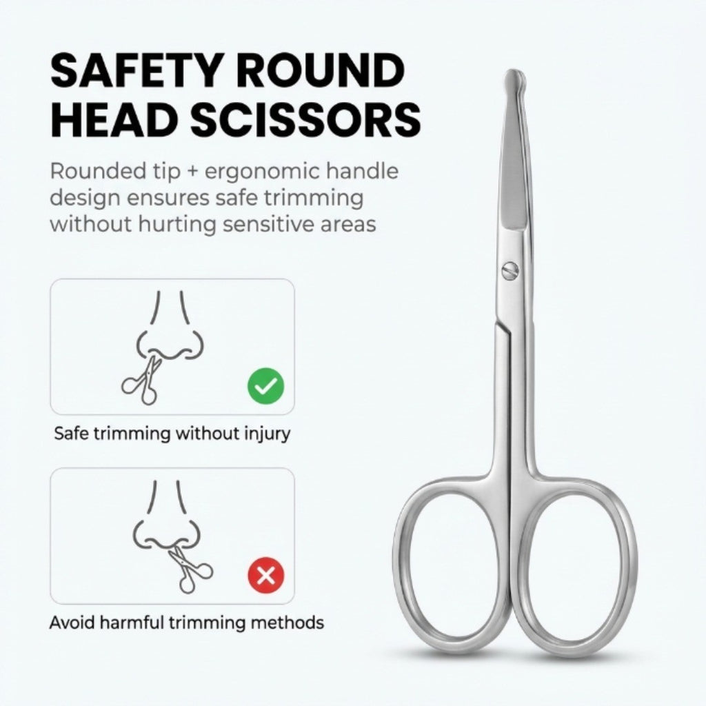 Eyebrow Nose & Ear Hair Trimming Scissors 3.5" Rounded Tip Stainless Steel