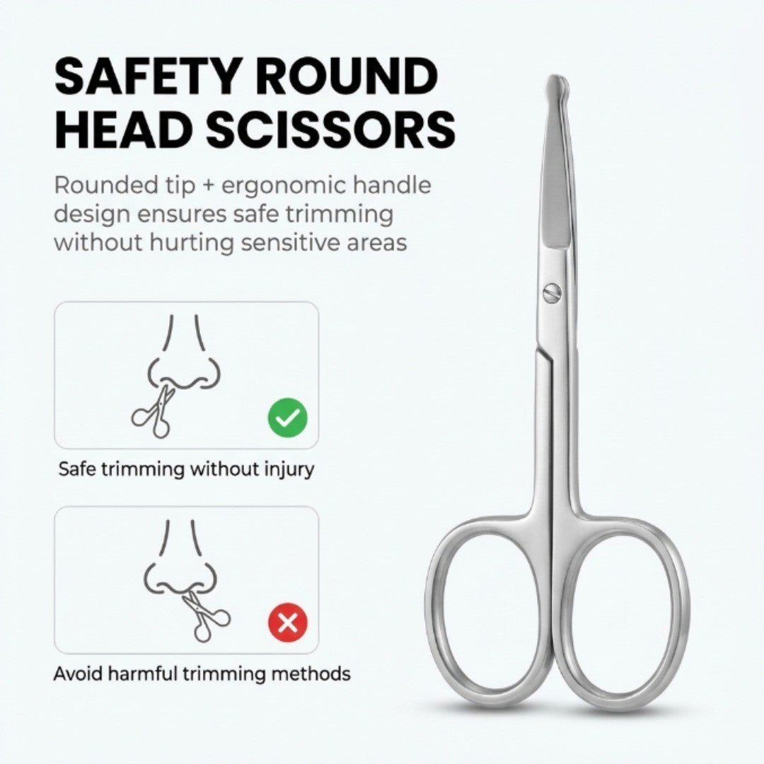 Eyebrow Nose & Ear Hair Trimming Scissors 3.5" Rounded Tip Stainless Steel