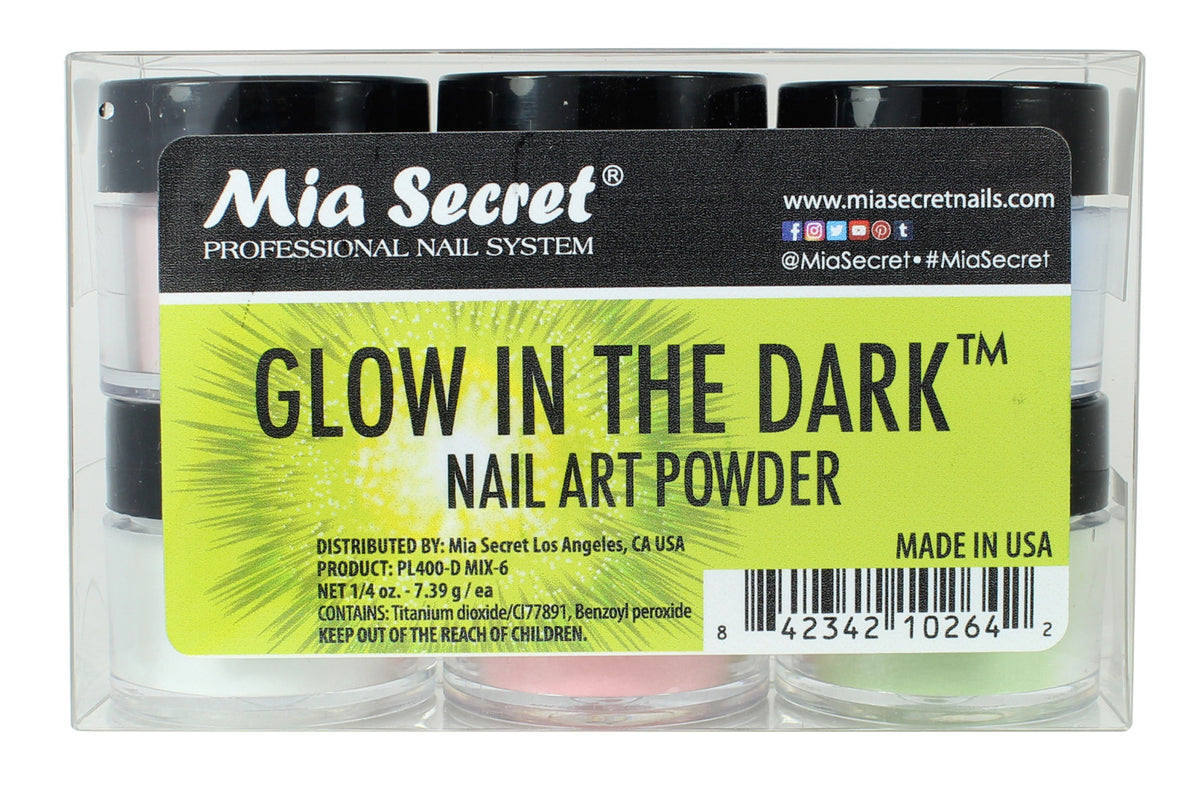Acrylic Nail Art Powder Set - 6 Colors or Single Color Options, Includes Glow in the Dark & More