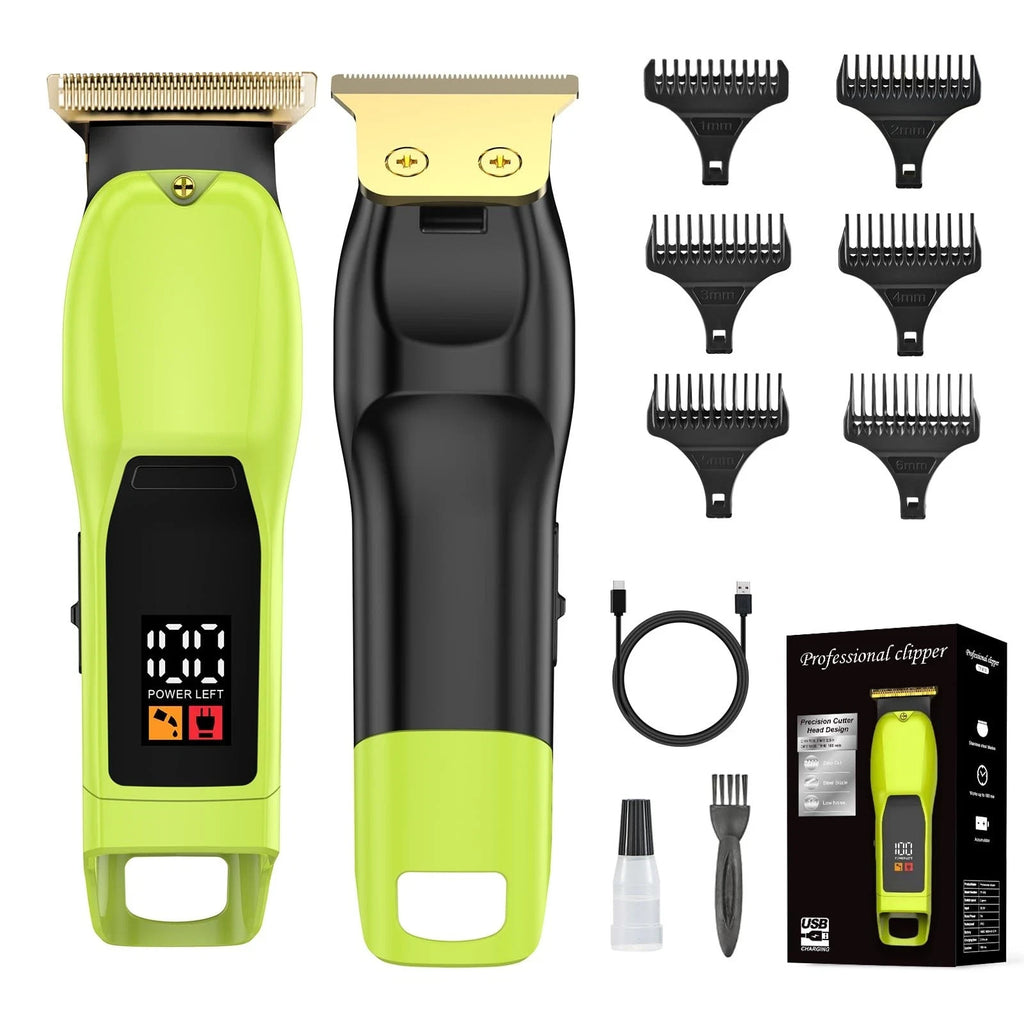 Rechargeable Cordless Beard & Hair Trimmer with LED Display - Men’s Grooming Kit