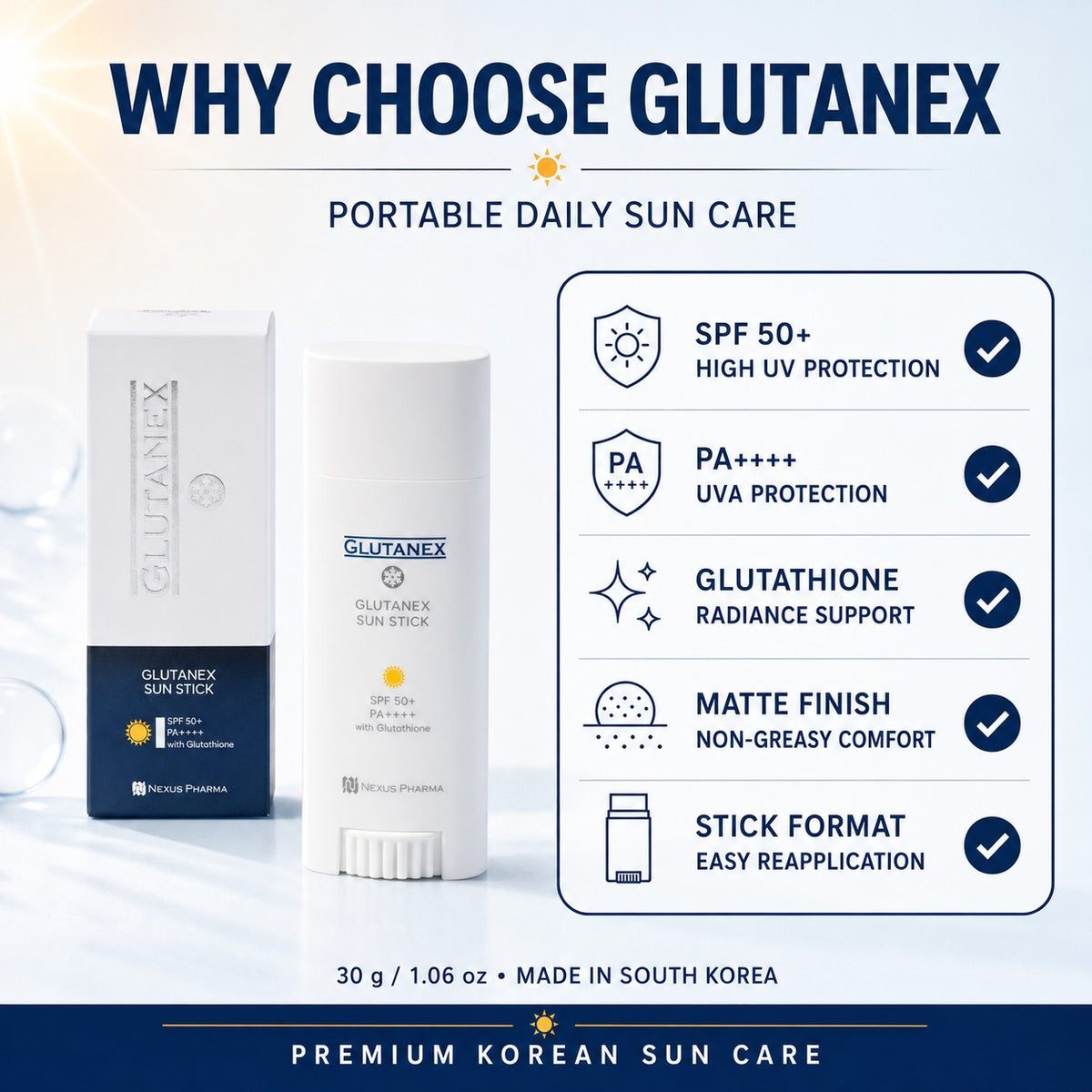 SPF 50+ Mineral Sun Stick Sunscreen Non-Greasy Portable UV Blocker