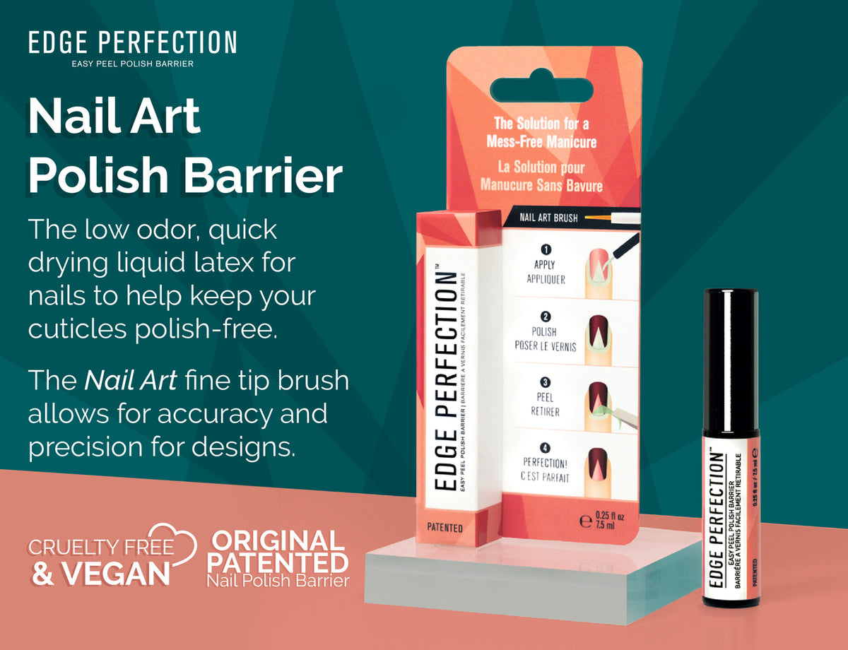 Nail Art Peel Off Barrier - Latex Protectant for Manicures, 0.25 Fl Oz with Fine Brush