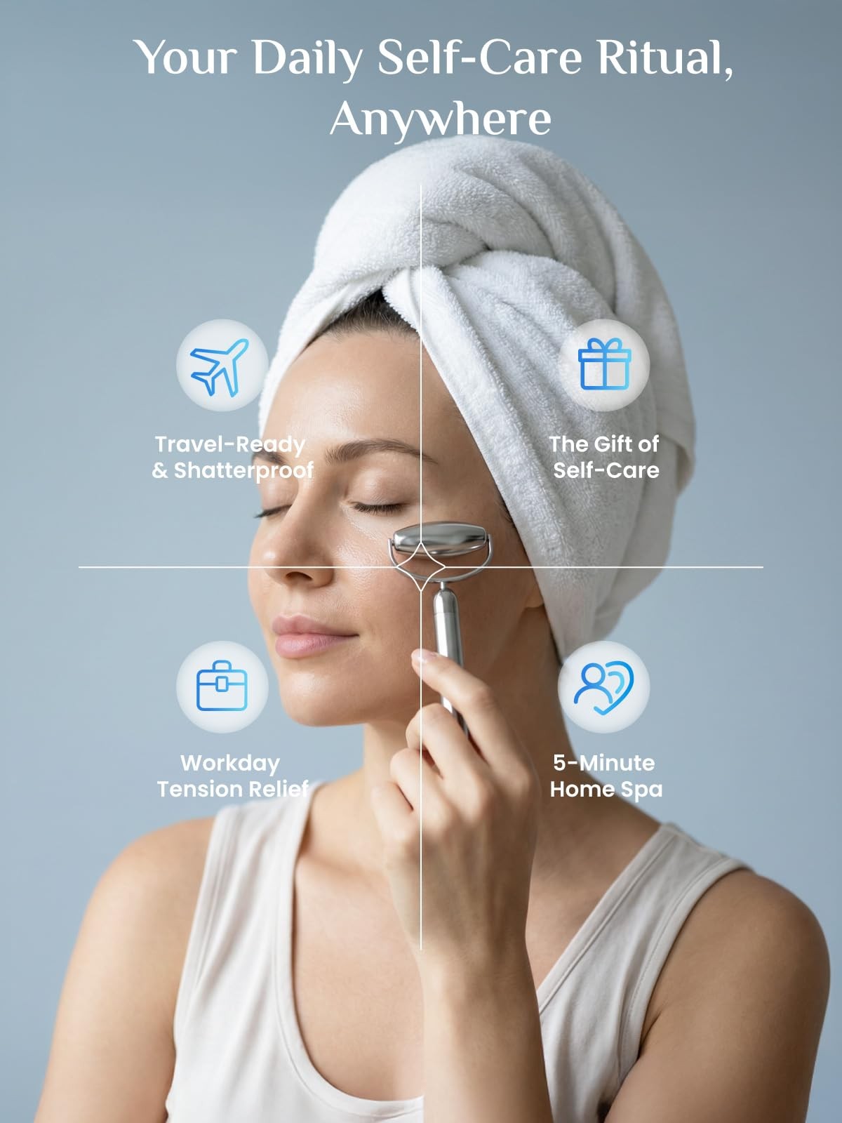 Stainless Steel Gua Sha and Facial Roller Set - Anti-Breakage Face Massage Tools