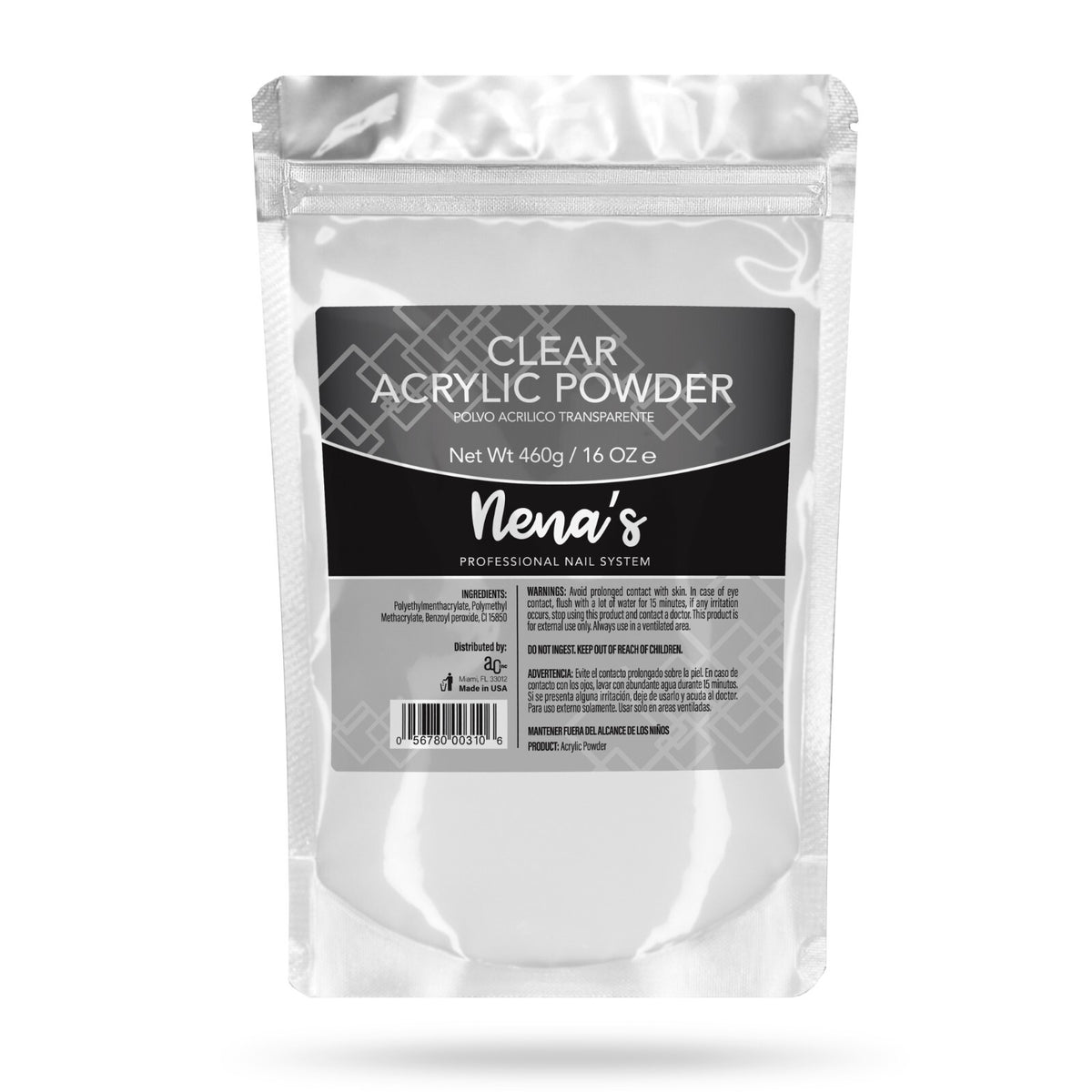 Professional Acrylic Nail Powder System 16 oz Clear Pink Cover Nude White