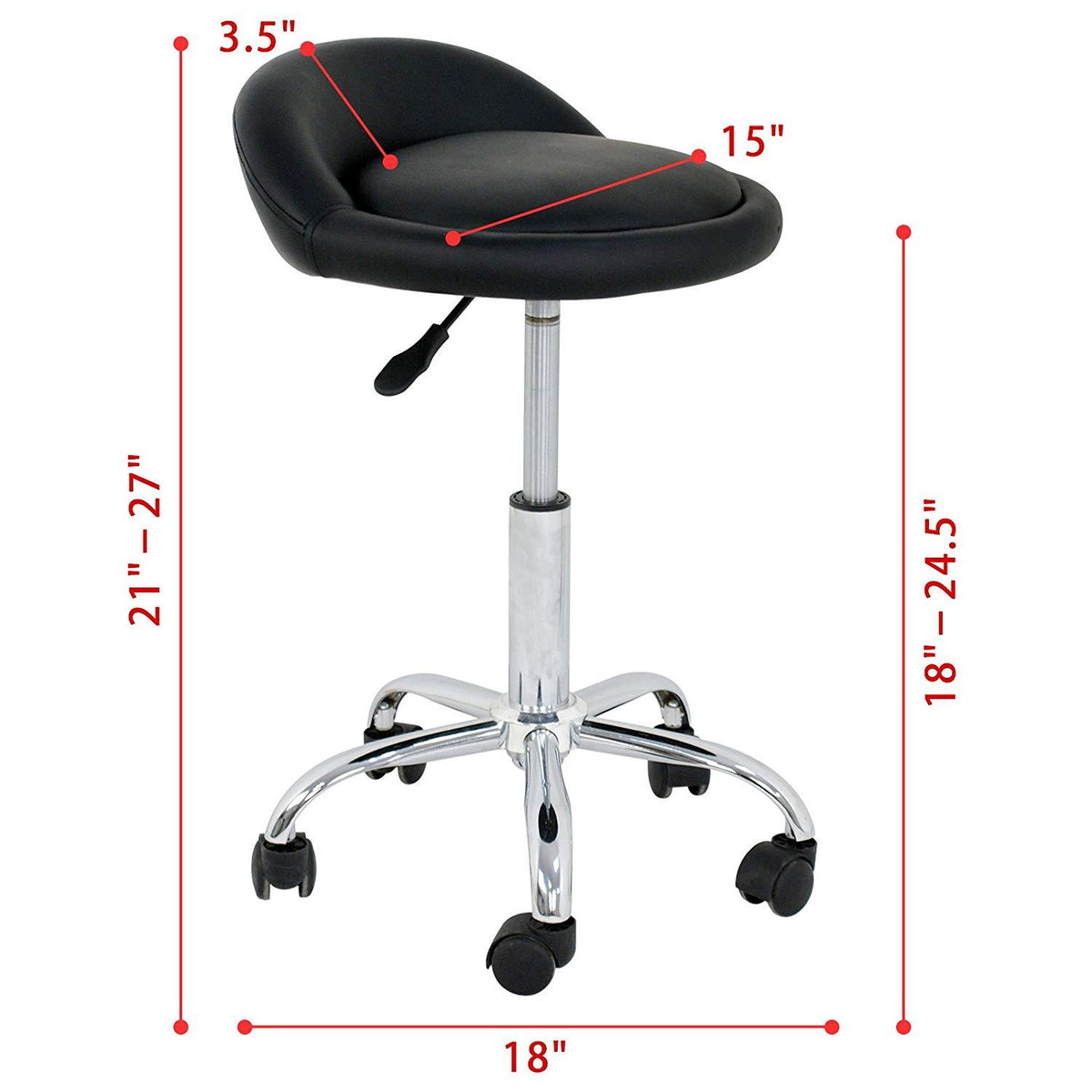 Rolling Swivel Stool with Wheels for Salon, Tattoo, Spa & Medical Black