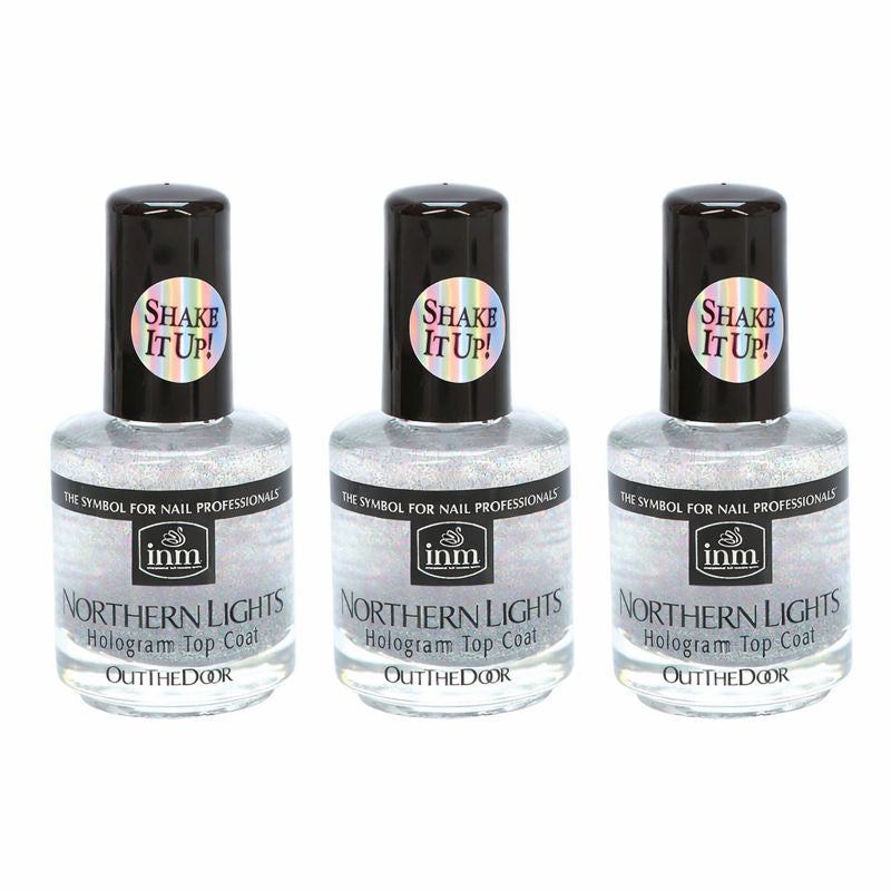 Silver Hologram Nail Top Coat - Fast Drying, 1/2 Ounce, 3 Pack