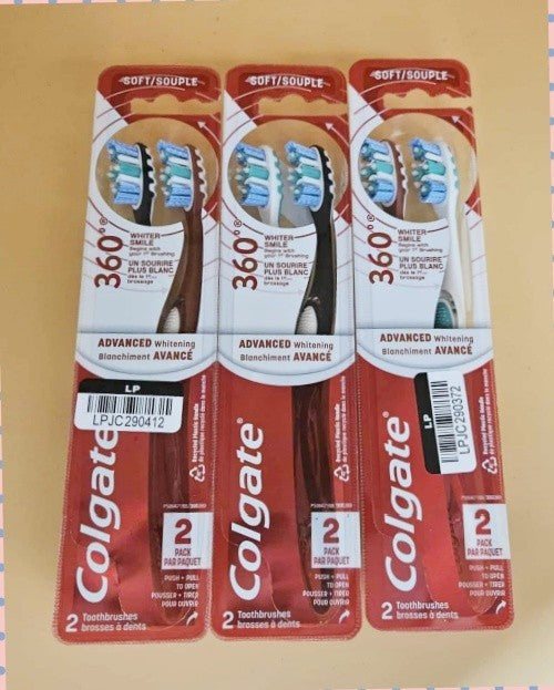 6 Pack Soft Whitening Toothbrushes - Colgate 360 Advanced Oral Care