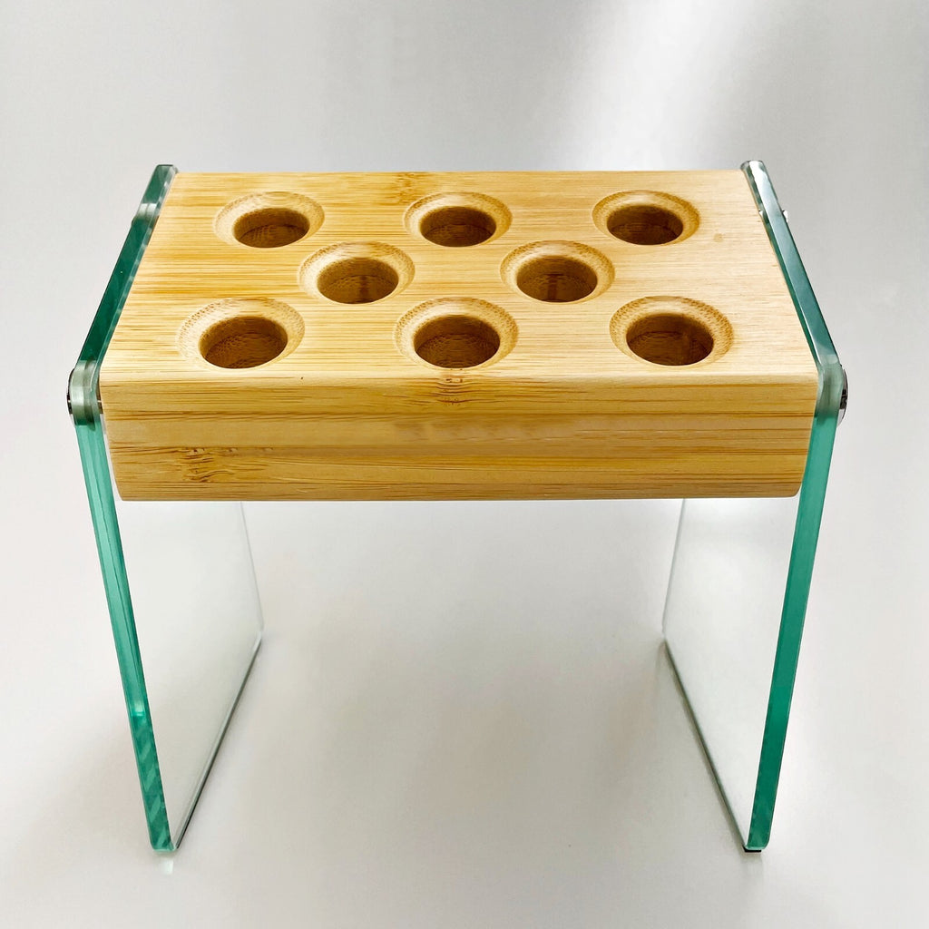 Bamboo Glass Hair Sc scissors Holder Salon Organizer with 8 Holes