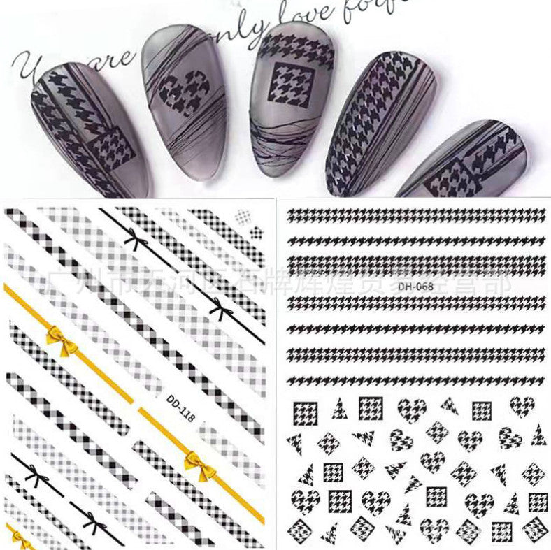 Nail Art 3D Sticker Sheets for Manicure Decals - White Black Lace Butterfly Heart